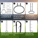 Ball Storage Rack 3/4 Tier Metal Ball Stand Ball Lockers Vertical Ball Rack Holder Room Outdoor Sports Equipment Organiser Football Stand for Basketball Football Volleyball etc (Black/White) - Image 29