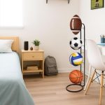 Ball Storage Rack 3/4 Tier Metal Ball Stand Ball Lockers Vertical Ball Rack Holder Room Outdoor Sports Equipment Organiser Football Stand for Basketball Football Volleyball etc (Black/White) - Image 25
