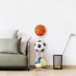 Ball Storage Rack 3/4 Tier Metal Ball Stand Ball Lockers Vertical Ball Rack Holder Room Outdoor Sports Equipment Organiser Football Stand for Basketball Football Volleyball etc (Black/White) - Image 21