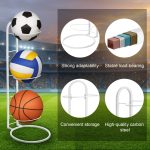 Ball Storage Rack 3/4 Tier Metal Ball Stand Ball Lockers Vertical Ball Rack Holder Room Outdoor Sports Equipment Organiser Football Stand for Basketball Football Volleyball etc (Black/White) - Image 15