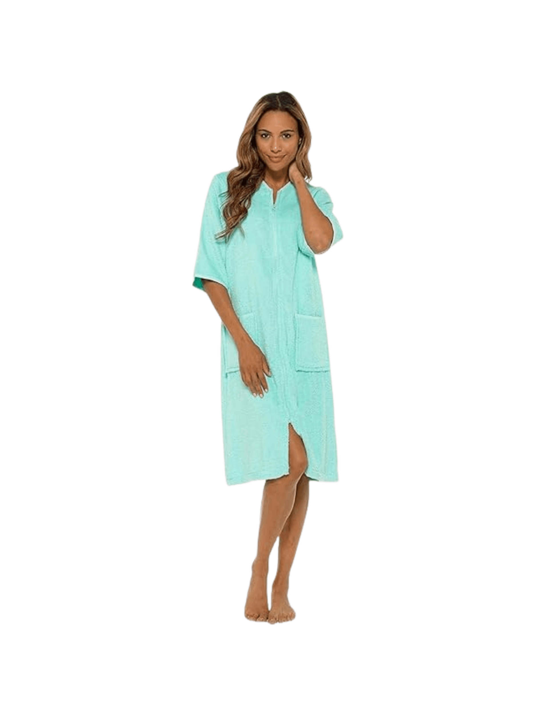 local-goods-img-2079f65c67-6bbb6ee8-b900-4b57-b3fd-a9d1bc80df26_1875x2500 Kraftd 100% Cotton Zip Up Dressing Gown for Women – Luxury Terry Towelling Bathrobe with Full-Length Zipper - Image 1