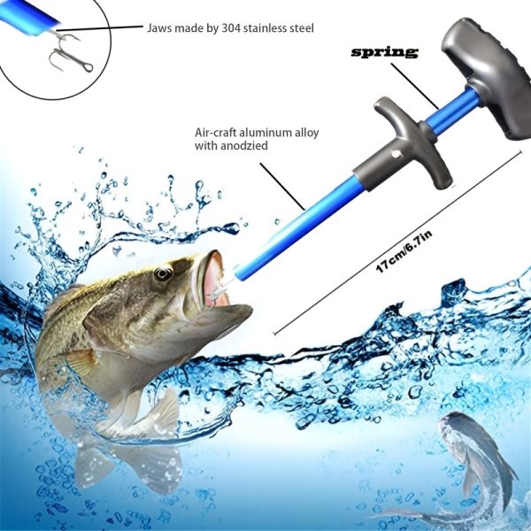 1pc T-Shaped Fish Hook Remover - Aluminum Alloy Fishing Tool with Ergonomic Handle & Blue Handle for Efficient Hook Separation, Ideal for Holiday Gifts (Father'S Day, Christmas, Thanksgiving), Fishing Accessory, Sleek Metallic Finish, Durable Construction - Image 5
