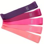 5pcs/set Portable Purple-Haired Gradient Fitness Resistance Bands - Elastic Strength Training Equipment for Yoga, Gym, Pilates | Light Tension, Stackable Design, Mixed Colors, Women'S Weightlifting, Yoga Bands, Gym Workout Gear, Stylish Workout Gear, Durable Workout Bands - Image 3