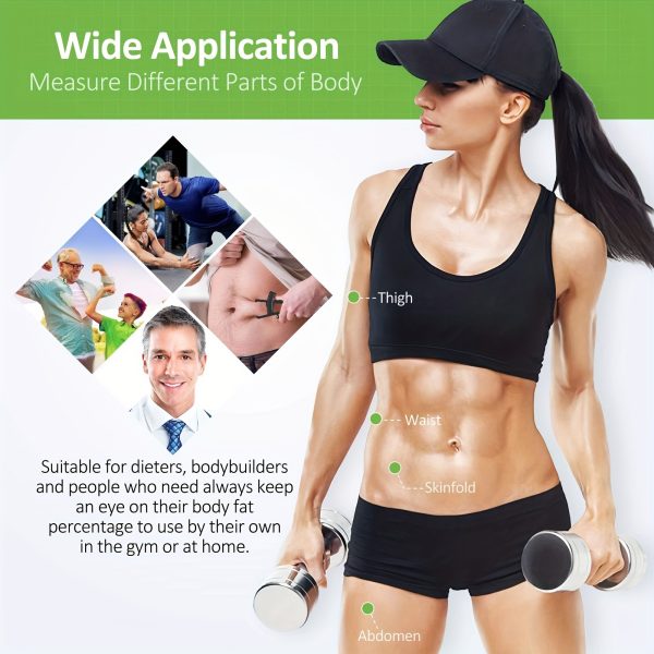 [Accurate Body Caliper] Accurate 1pc Body Caliper & Measurement Chart Combo - Durable ABS Material, Easy-to-Use Skinfold Tool for Men & Women with Anti-Skid Grip, Perfect for Home Gym or DIY Fitness Tracking - Image 4