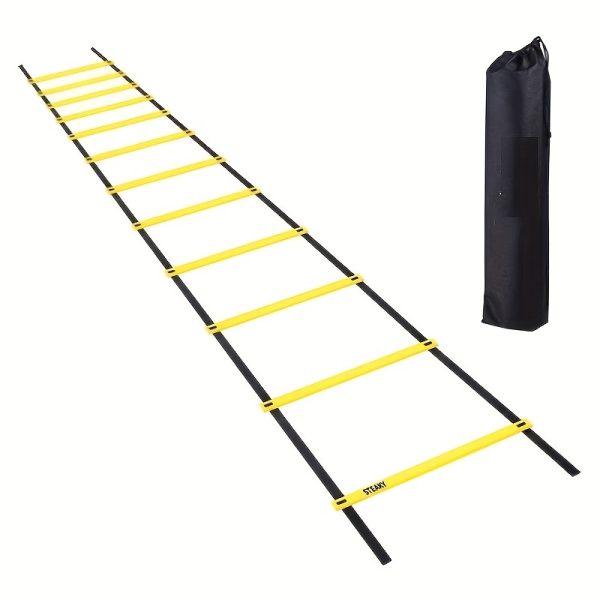 Agility Ladder Set with 12 Marker Discs, Soccer Training Rope Ladder, Obstacle Course, Fitness Agility Speed Ladder, Jumping Grid Ladder Set, Ball Training Equipment - Image 4