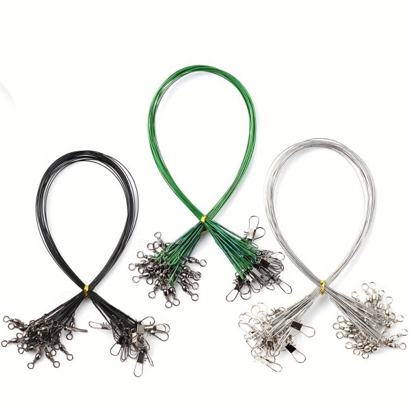 20pcs Anti Bite Steel Fishing Line Steel Wire Leader with Swivel Fishing Accessory Lead Core Leash Fishing Wire - Image 2