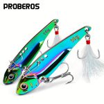 [Colorful VIB Fishing Lure] PROBEROS Colorful Vibration Sequin Long Casting VIB Fishing Lure | 1pc 5g-20g Artificial Bass Bait Sinking Spinner Spoon Swimbait with Artificial Feathers