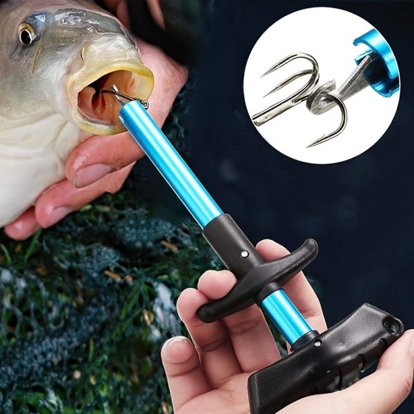 1pc T-Shaped Fish Hook Remover - Aluminum Alloy Fishing Tool with Ergonomic Handle & Blue Handle for Efficient Hook Separation, Ideal for Holiday Gifts (Father'S Day, Christmas, Thanksgiving), Fishing Accessory, Sleek Metallic Finish, Durable Construction - Image 2