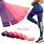 5pcs/set Portable Purple-Haired Gradient Fitness Resistance Bands - Elastic Strength Training Equipment for Yoga, Gym, Pilates | Light Tension, Stackable Design, Mixed Colors, Women'S Weightlifting, Yoga Bands, Gym Workout Gear, Stylish Workout Gear, Durable Workout Bands