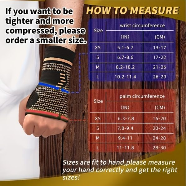 1pc/2pcs Copper Wrist Compression Sleeves, Elastic Wrist Support Sleeve Wrist Brace for Compression, Breathable Carpal Tunnel Hand Brace for Sport, Fitness, Workout, Typing - Image 2