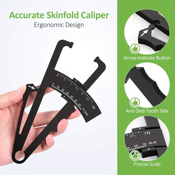 [Accurate Body Caliper] Accurate 1pc Body Caliper & Measurement Chart Combo - Durable ABS Material, Easy-to-Use Skinfold Tool for Men & Women with Anti-Skid Grip, Perfect for Home Gym or DIY Fitness Tracking - Image 6