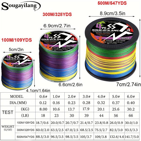 Sougayilang 4 Strands PE Braided Fishing Line - Strong, Durable, and Long-Lasting - Available in 109yds, 328yds, and 546yds - Image 14