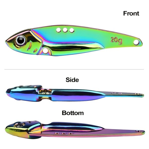 [Colorful VIB Fishing Lure] PROBEROS Colorful Vibration Sequin Long Casting VIB Fishing Lure | 1pc 5g-20g Artificial Bass Bait Sinking Spinner Spoon Swimbait with Artificial Feathers - Image 10