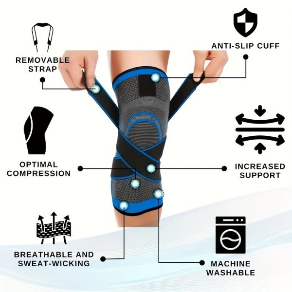 A Two-Piece Knee Support Brace with Adjustable Straps, Designed to Enhance Comfort for Running, Cycling, And Sports for Both Men And Women. Order The Size That Fits Best. - Image 4