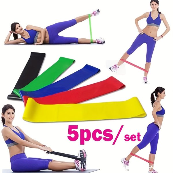 5pcs SYLORAID Gym Resistance Bands Set with Hip Training Ring - Heavy-Duty 5-Color Stackable Fitness System (Multicolor Tension Bands for Glutes Workouts, Strength Training & for /) - Image 2