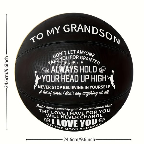 MOACTIV Grandson Basketball with Inspirational Message - Blue, International Size, Perfect Gift for Youngsters, Includes Pump, Basketball Gifts for Grandson - Image 3