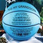 MOACTIV Grandson Basketball with Inspirational Message - Blue, International Size, Perfect Gift for Youngsters, Includes Pump, Basketball Gifts for Grandson