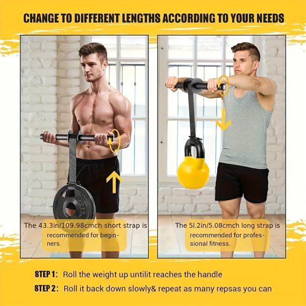 1pc Iron Wrist and Forearm Strengthener, Muscle Training Bar, Power Training Equipment, Black, Universal Fit, No Power Required, Fitness & Outdoor Sports Gear - Image 2