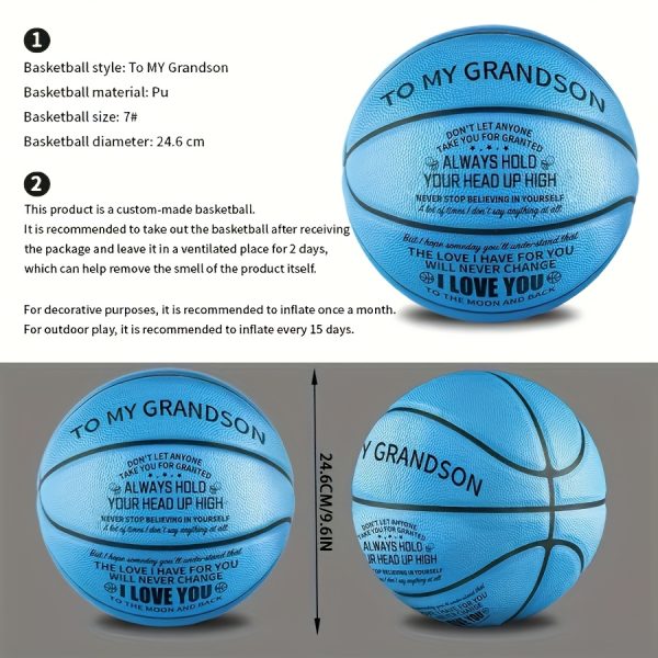 MOACTIV Grandson Basketball with Inspirational Message - Blue, International Size, Perfect Gift for Youngsters, Includes Pump, Basketball Gifts for Grandson - Image 12