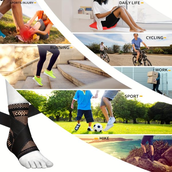 1pc Copper Ankle Brace Adjustable Compression Sleeve, Support Heel Brace for Football - Image 10