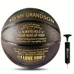 MOACTIV Grandson Basketball with Inspirational Message - Blue, International Size, Perfect Gift for Youngsters, Includes Pump, Basketball Gifts for Grandson - Image 5