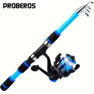 PRO BEROS Telescopic Fishing Rod 149.35cm/170.69cm Heavy-Duty Fiber Baitcasting Pole - Collapsible Power Rod with Spinning Compatible for Freshwater/Saltwater Fishing, Portable for /boat (Ideal for Trout, Bass, Pike) - Ideal