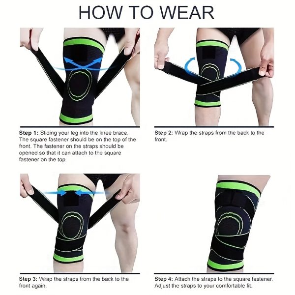 A Two-Piece Knee Support Brace with Adjustable Straps, Designed to Enhance Comfort for Running, Cycling, And Sports for Both Men And Women. Order The Size That Fits Best. - Image 5