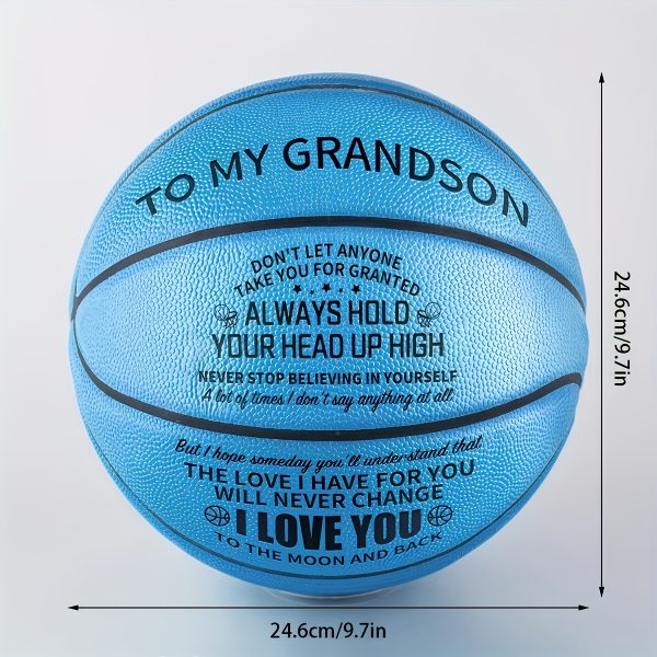 MOACTIV Grandson Basketball with Inspirational Message - Blue, International Size, Perfect Gift for Youngsters, Includes Pump, Basketball Gifts for Grandson - Image 6