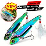 [Colorful VIB Fishing Lure] PROBEROS Colorful Vibration Sequin Long Casting VIB Fishing Lure | 1pc 5g-20g Artificial Bass Bait Sinking Spinner Spoon Swimbait with Artificial Feathers - Image 4