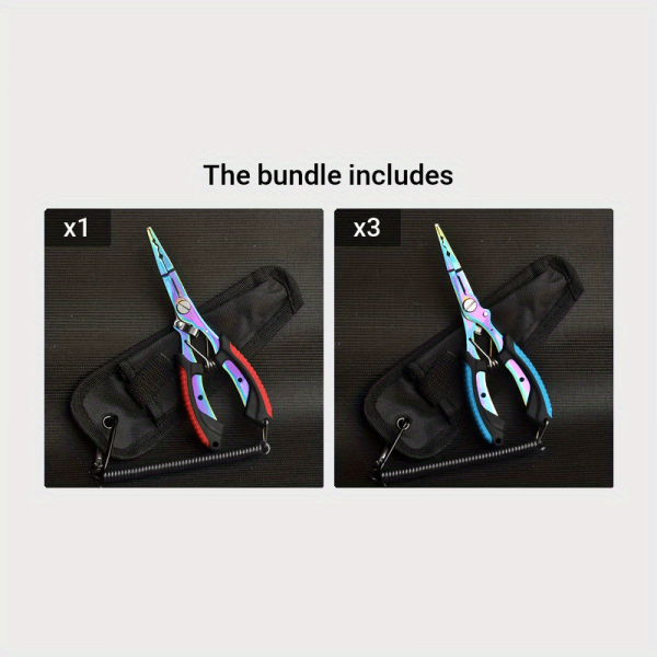 Multi-Function Stainless Steel Fishing Pliers with Hooked Bent Nose, Color Titanium Open Ring Line Cutter and Lead Pressing Anti-Slip Handle - Image 16