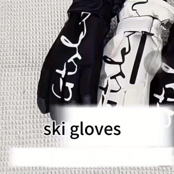 Winter skiing gloves, warm snow gloves, thick and fashionable, suitable for both men and women in outdoor sports, with pockets that are not afraid of rain and snow, easy to clean, high-quality skiing equipment, reinforced stitching - Image 10