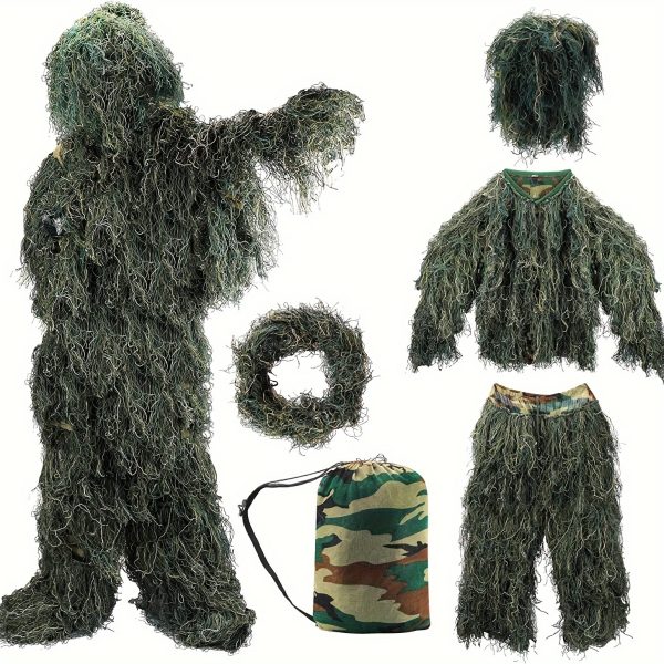 Ghillie Suit, 5 in 1 camouflage suit, outdoor lightweight camouflage suit, for jungle hunting, CS, bird watching, or Halloween. - Image 3