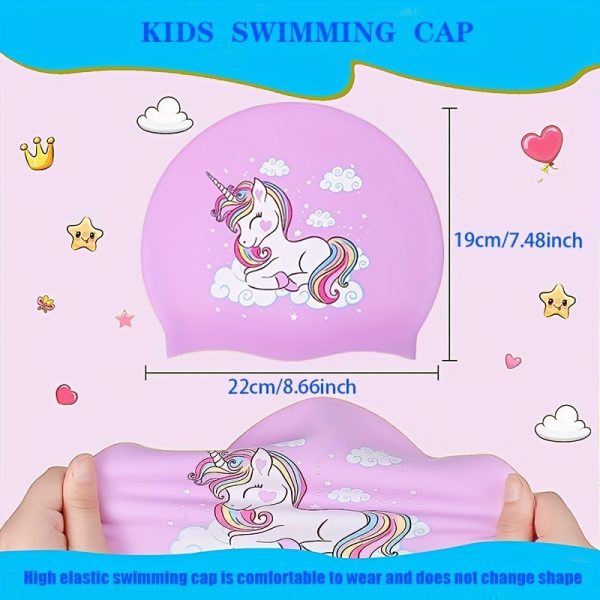 Silicone Waterproof Swimming Cap, Cute Cartoon Swimming Cap, Suitable for Long Hair, Girls And Boys, Kids Swimming Cap - Image 2