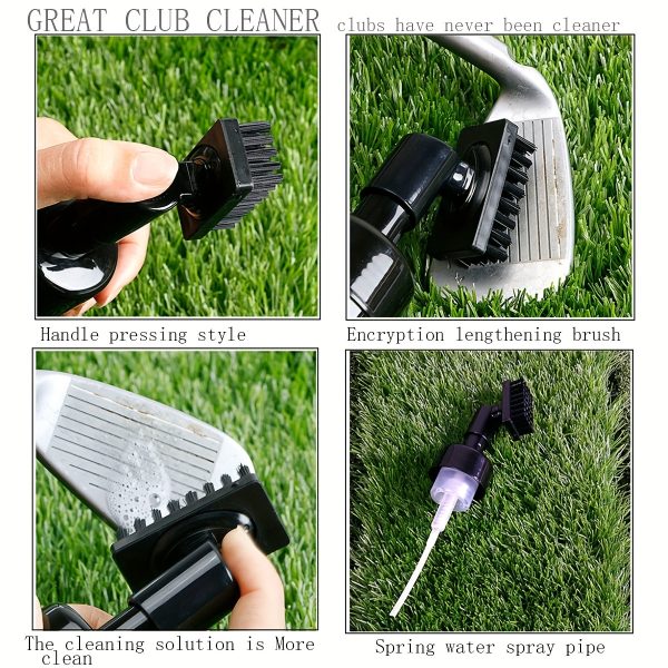 1pc Multi-Functional Golf Club Cleaning Brush With Water Spray Bottle And Press Type Cleaning For Club Head Groove And Ball Brushing - Image 4