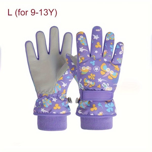 1 Pair of Winter Ski Gloves, Boys Warm Gloves Plus Velvet Warm Snow Play Girls Winter, Suitable for Children 4-13 Years Old - Image 23