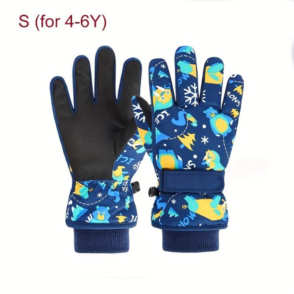 1 Pair of Winter Ski Gloves, Boys Warm Gloves Plus Velvet Warm Snow Play Girls Winter, Suitable for Children 4-13 Years Old - Image 3