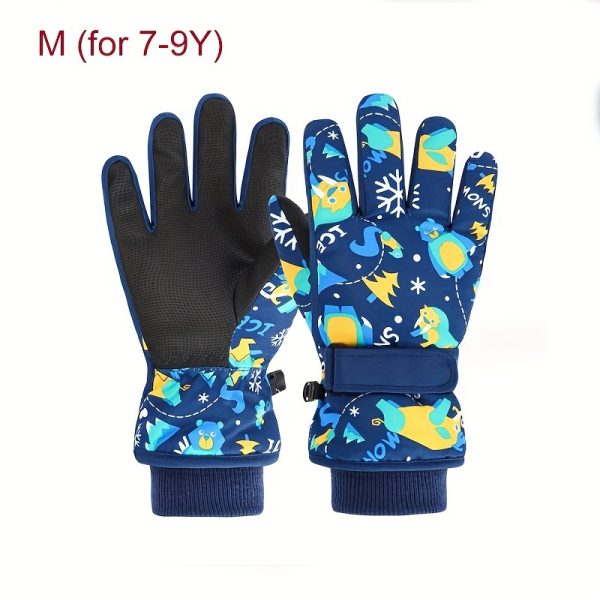 1 Pair of Winter Ski Gloves, Boys Warm Gloves Plus Velvet Warm Snow Play Girls Winter, Suitable for Children 4-13 Years Old - Image 14