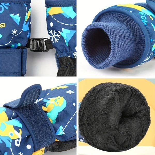 Ski Gloves, Christmas And New Year Gifts, Cute Printed Polar Lining Thickened Warm And Windproof Adjustable Wristband, Unisex Outdoor Gloves S/M/L Multicolor. - Image 6