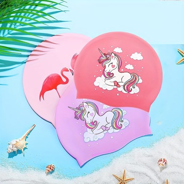 Silicone Waterproof Swimming Cap, Cute Cartoon Swimming Cap, Suitable for Long Hair, Girls And Boys, Kids Swimming Cap - Image 8
