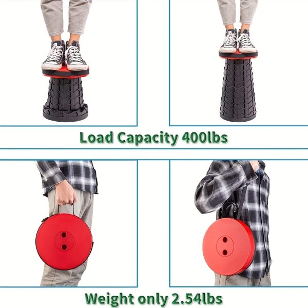 1pc Height Adjustable Portable Telescopic Folding Stool for Outdoor Travel, Hiking, Camping, and Fishing - Lightweight - Image 12