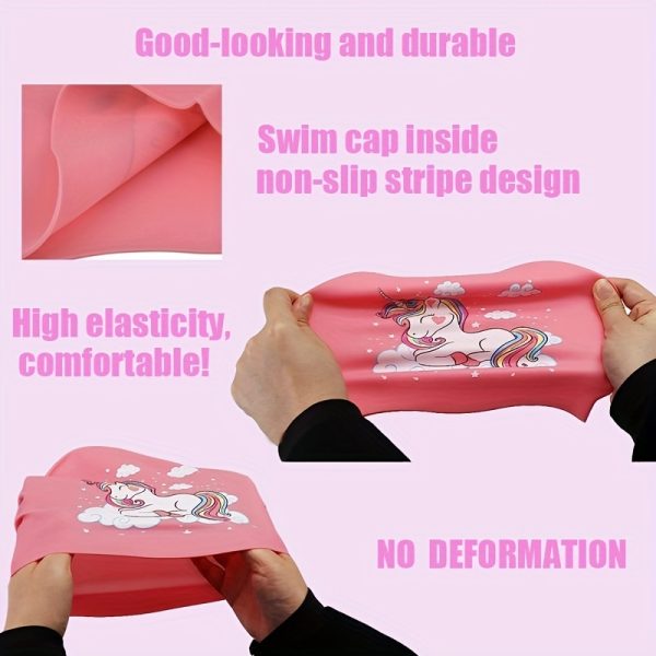 Silicone Waterproof Swimming Cap, Cute Cartoon Swimming Cap, Suitable for Long Hair, Girls And Boys, Kids Swimming Cap - Image 4
