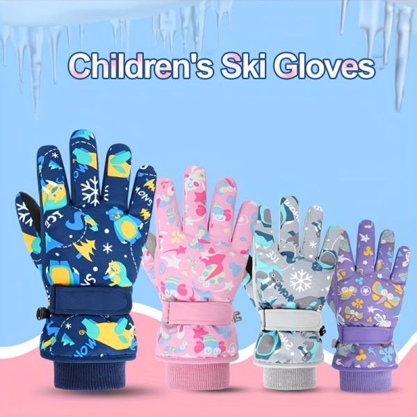 1 Pair of Winter Ski Gloves, Boys Warm Gloves Plus Velvet Warm Snow Play Girls Winter, Suitable for Children 4-13 Years Old - Image 4