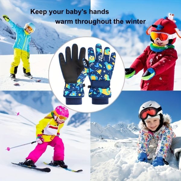1 Pair of Winter Ski Gloves, Boys Warm Gloves Plus Velvet Warm Snow Play Girls Winter, Suitable for Children 4-13 Years Old - Image 6