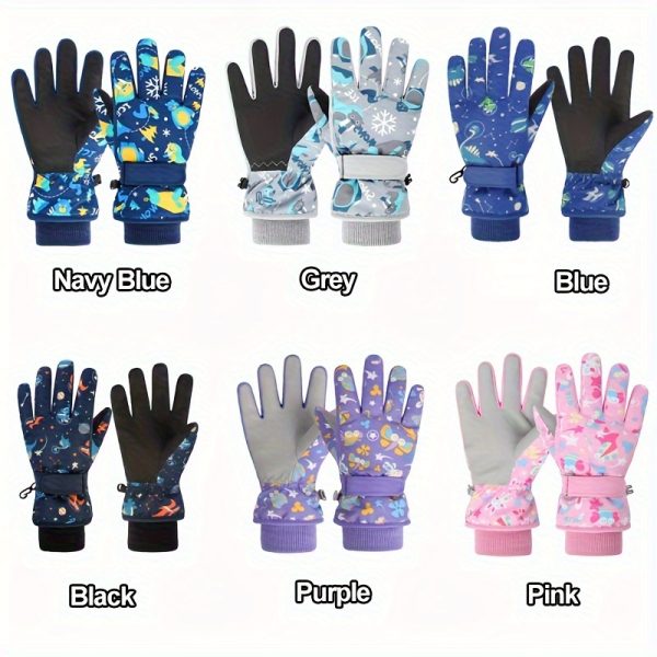 1 Pair of Winter Ski Gloves, Boys Warm Gloves Plus Velvet Warm Snow Play Girls Winter, Suitable for Children 4-13 Years Old - Image 12