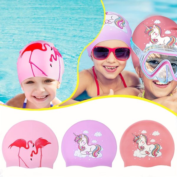 Silicone Waterproof Swimming Cap, Cute Cartoon Swimming Cap, Suitable for Long Hair, Girls And Boys, Kids Swimming Cap - Image 6