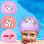 Silicone Waterproof Swimming Cap, Cute Cartoon Swimming Cap, Suitable for Long Hair, Girls And Boys, Kids Swimming Cap
