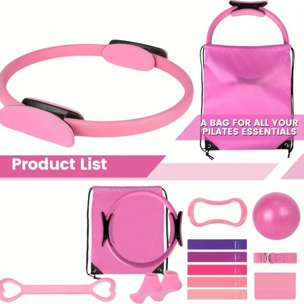 Set of 13 Purple Pilates And Yoga Tools | Professional Training Package | Enhances Core Strength And Flexibility | Home Workout Gear, Yoga Kits for Women, Pilates Equipment for Home Use. - Image 3