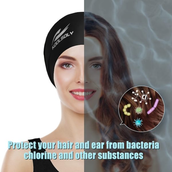 Swimming Cap for Long Hair Swimming Accessories Including Earplugs And Nose Clip - Image 3