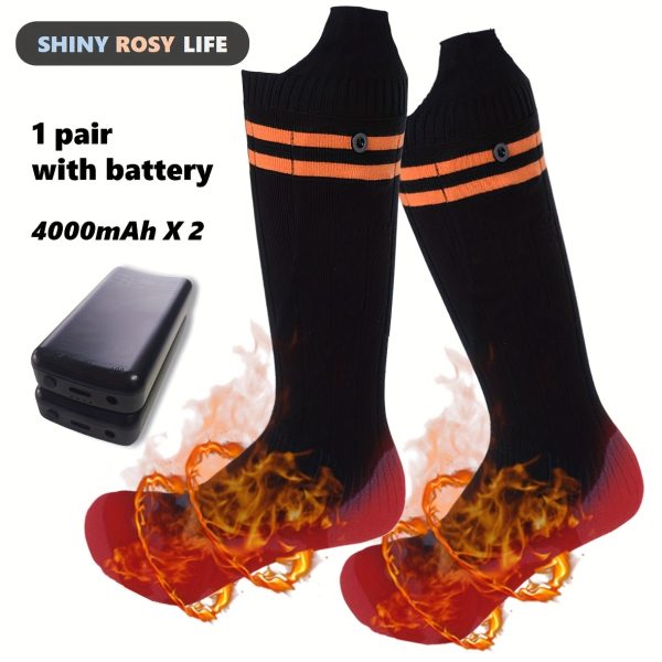 Socks with Three Temperature Settings, Perfect for Keeping Your Feet Warm While Fishing, Skiing, Hiking, Or Camping in Winter, Equipped with a 4000Mah Battery, an Ideal Winter Gift. - Image 3