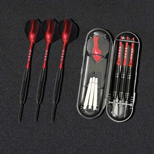 JH 22g Metal-Tipped Dart Set with Portable Case - Red & Blue Iron & Aluminum Darts for Training, Practice, and Gift - Ages 14+ - Includes 6 Darts, 2 Practice Darts, and 2 Replacement Darts - Perfect for Home, Office, or Outdoor Use, Darts Accessories, Office Game, Sleek Design, Durable Construction, Dart Set, Darts, Electronic Target Dart, Dart Game, Dart Accessories/, Dart Arrow - Image 5